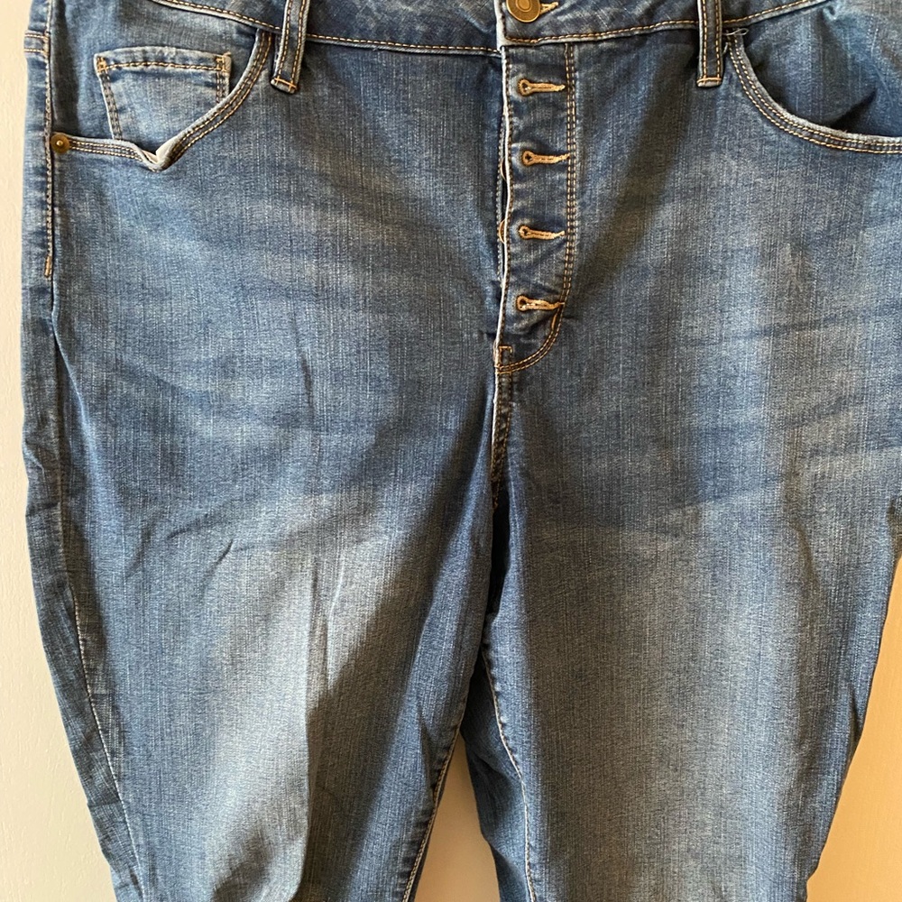Button Fly Distressed Skinny Jean